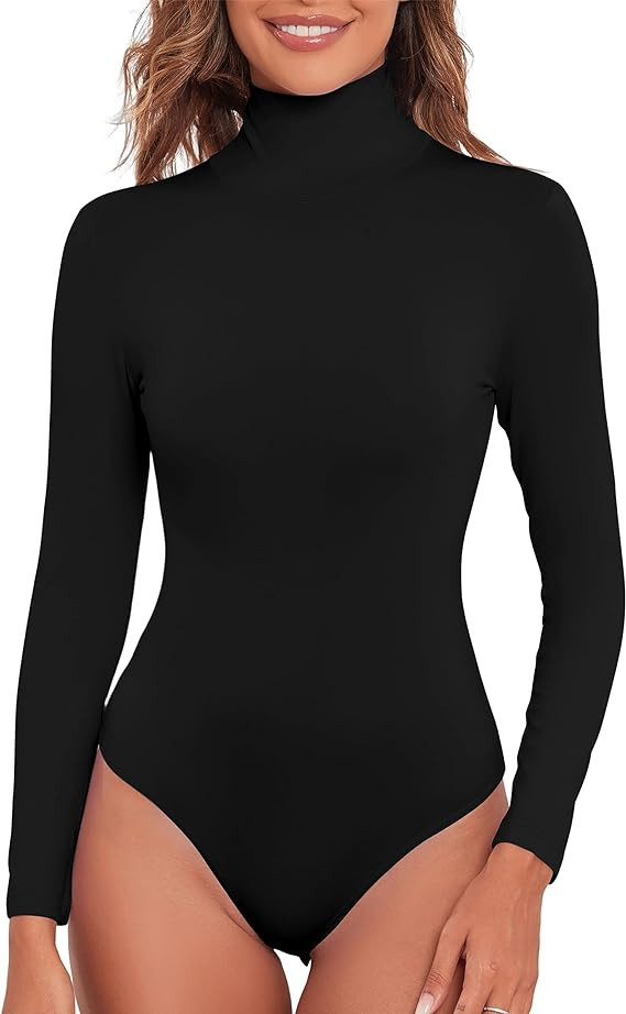 Kindcall Women Long Sleeve Turtleneck Bodysuit Shirts 2024 Fashion Going Out Tops | Amazon (US)