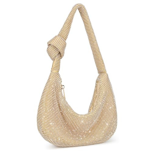 UBORSE Gold Glitter Bag Bling Crystal Rhinestone Purse for Women Sparkly Beaded Clutch Handbag Glitter Purse for Evening Wedding Party Prom | Amazon (US)