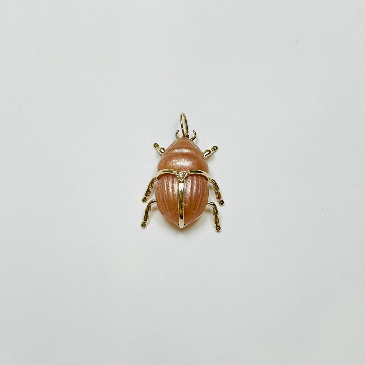scarab beetle pendant, peach moonstone | Theodosia Jewelry