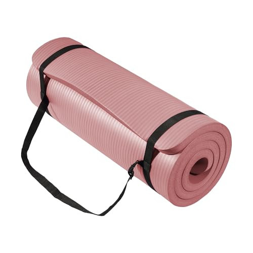 Yoga Mat 1-Inch Extra Thick High-Density Exercise Mat with Non-Slip Surface & Carry Strap for Men & Women Tear-Resistant Pilates Workout Mat for Home Gym, Floor Fitness, Pale Pinkish | Amazon (US)