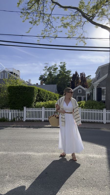 Hill House Jackie Dress (size L)
Jenni kayne Chloe sweater (L)
Celine belt
Sézane straw tote
Summer outfit
Vacation outfit 

#LTKSeasonal