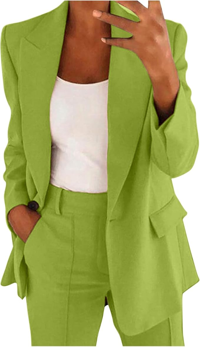 Blazer Sets Women 2 Piece Outfits Business Casual Outfits 2025 Dressy Casual Pant Suits Plus Size... | Amazon (US)