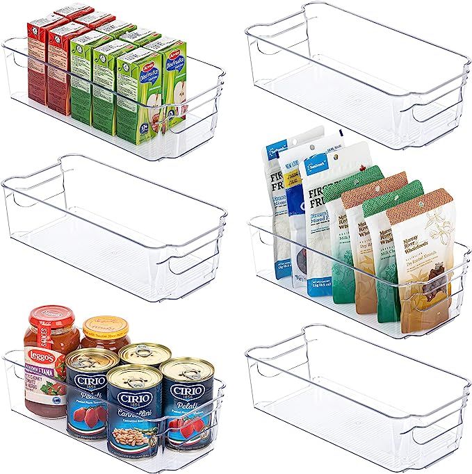 HOOJO Refrigerator Organizer Bins - 6pcs Clear Plastic Bins For Fridge, Freezer, Kitchen Cabinet,... | Amazon (US)