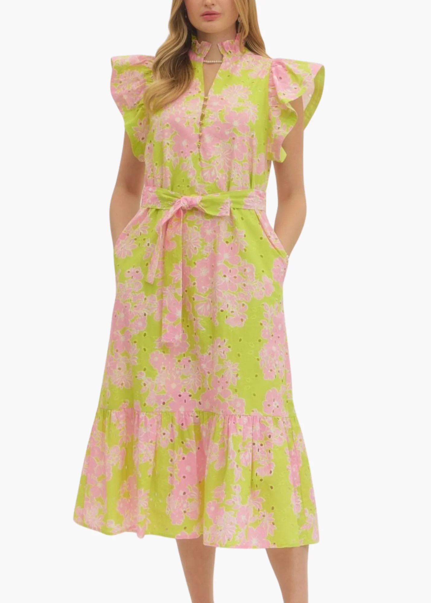 Miller Dress in Chartreuse | Poppy and Pink