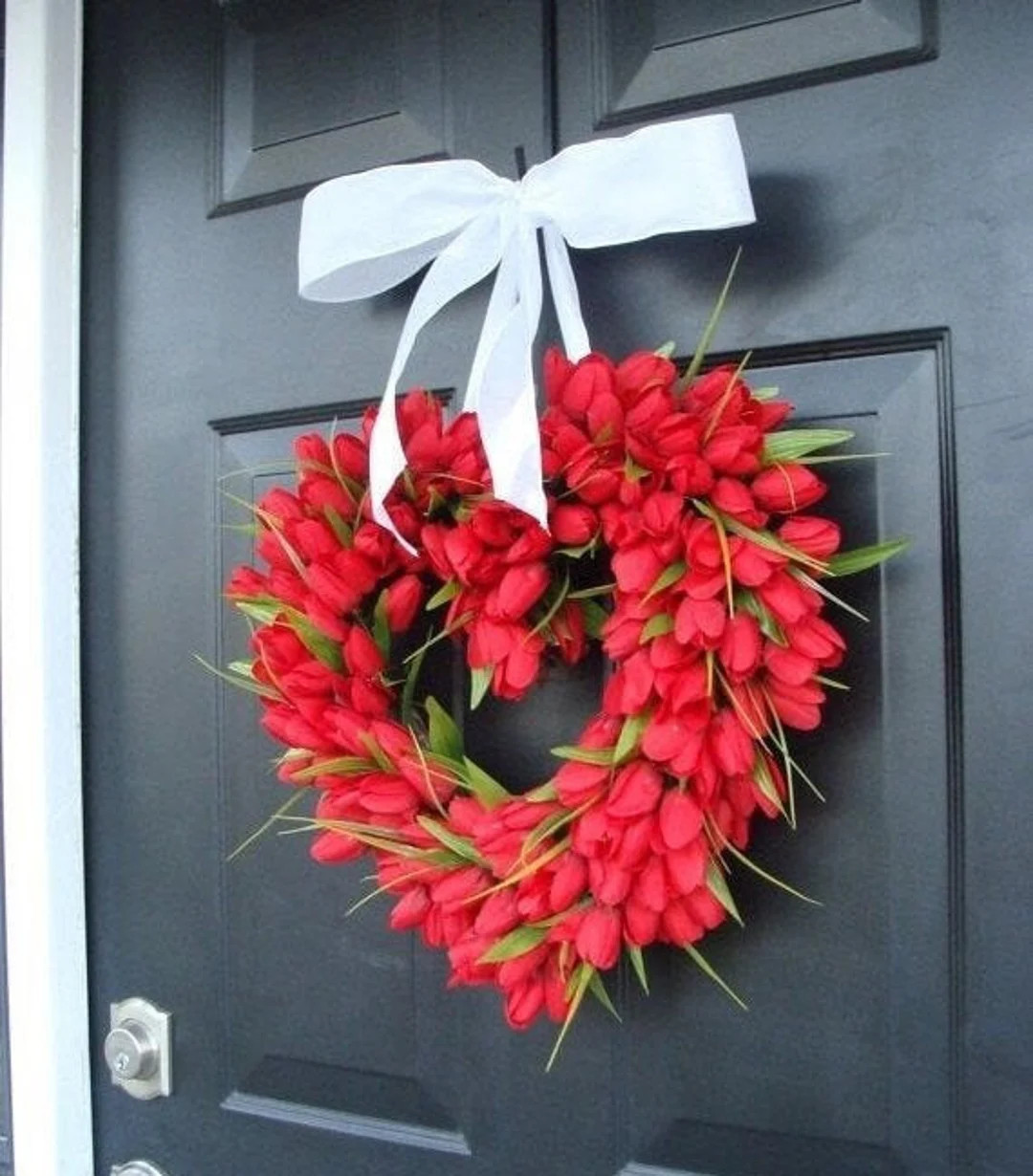 BESTSELLING Tulip Heart Wreath Valentines Day Wreath Valentines Day Decor Love Heart Wedding Wrea... | Etsy (US)