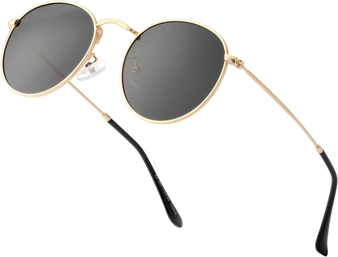 Teumire Small Round Polarized Sunglasses for Women Men Classic Retro Sun Glasses Circle Metal Fra... | Amazon (US)