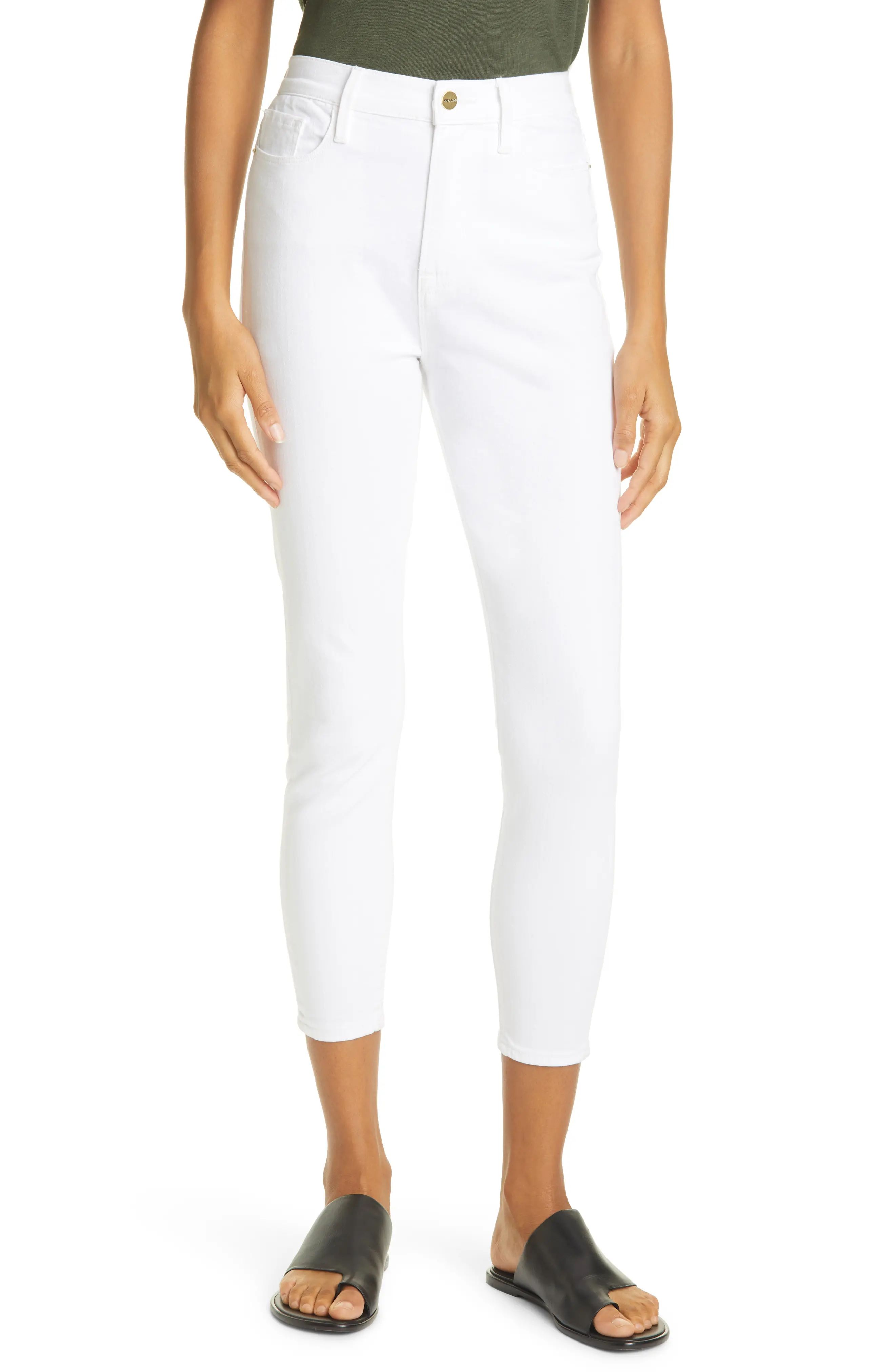 FRAME Ali High Waist Cigarette Crop Skinny Jeans, Size 30 in Blanc at Nordstrom | Nordstrom