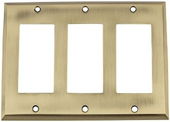 Nostalgic Warehouse 719703 New York Switch Plate with Triple Rocker, Antique Brass | Amazon (US)