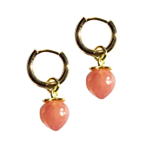 seree Harvest Strawberry Jade stone charm earrings in Pink at Nordstrom | Nordstrom
