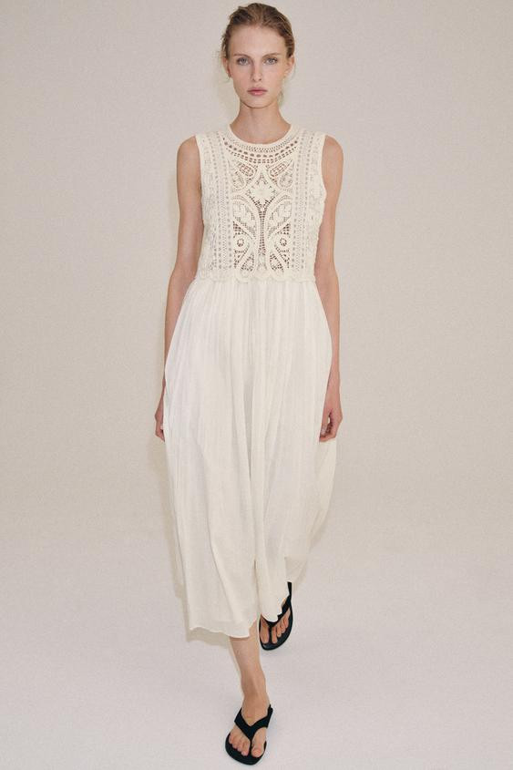 ZW COLLECTION EMBROIDERED MIDI DRESS | Zara US