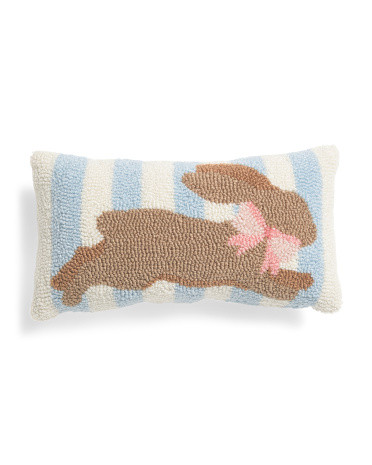 9x16 Hooked Striped Chocolate Bunny Pillow | Polyester | Marshalls