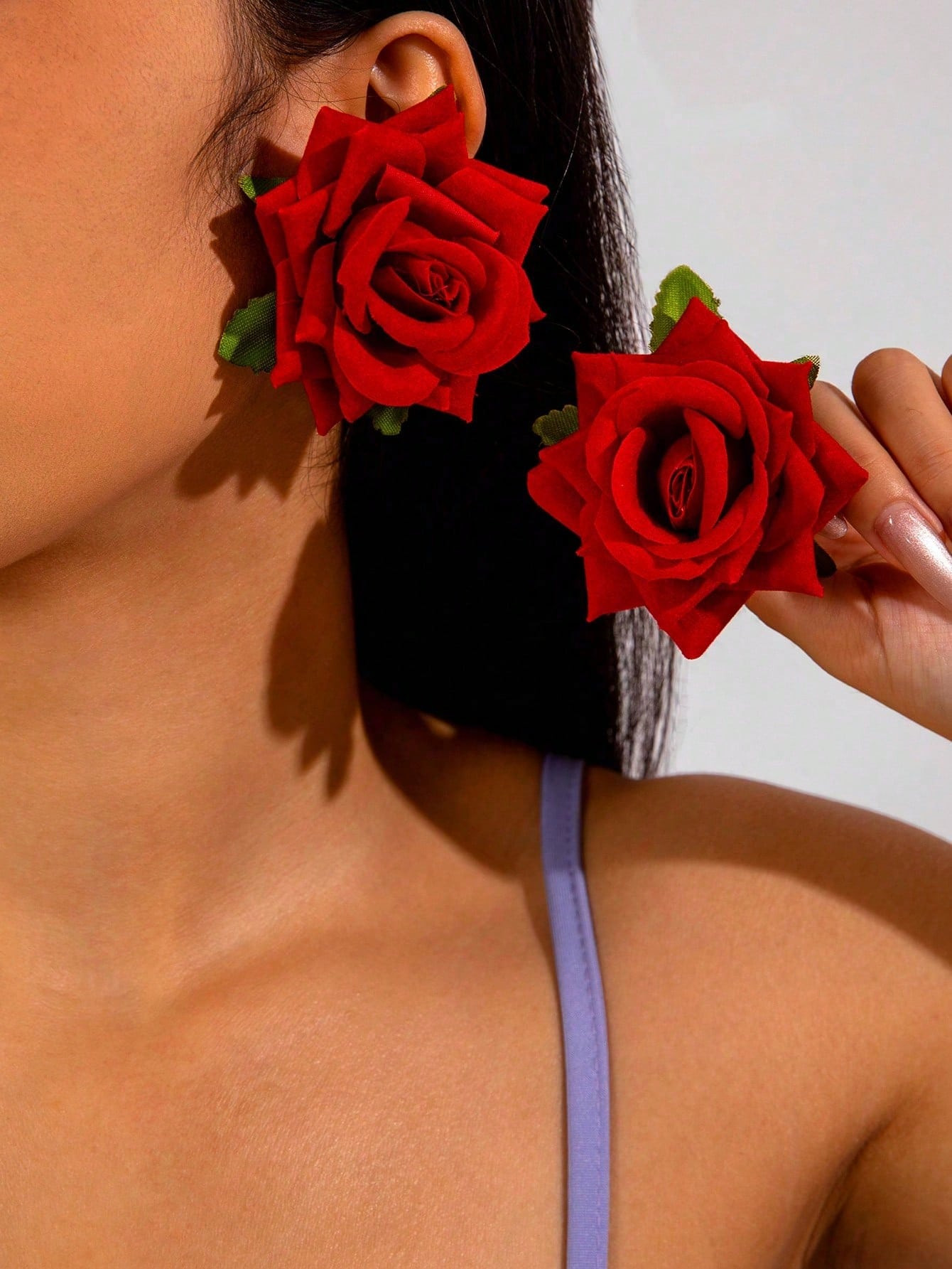 imoli 1pair Vintage Elegant Polyester Satin Fabric Rose & Leaf, Faux Pearl Bow Earrings For Women... | SHEIN