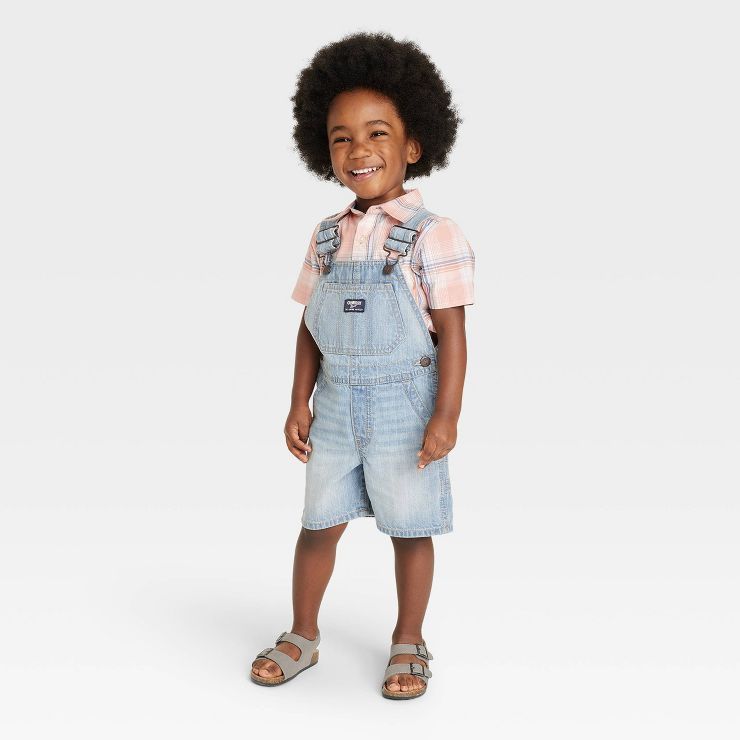 OshKosh B'gosh Toddler Boys' Solid Sleeveless Shortalls - Blue Denim | Target