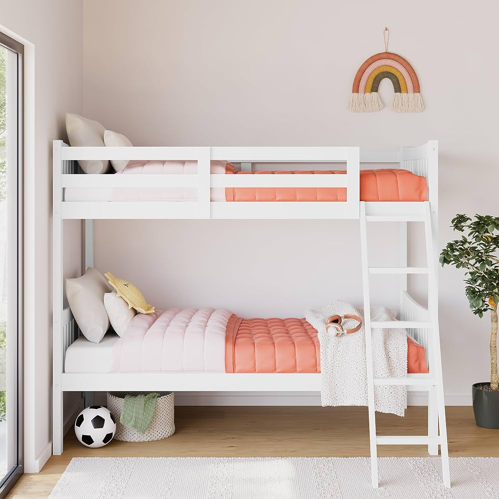 Storkcraft Caribou Bunk Bed Twin Over Twin Bunk Bed (White) - GREENGUARD Gold Certified, Twin Bun... | Amazon (US)