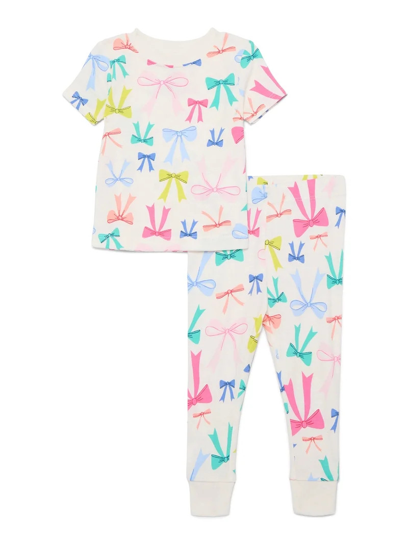 Wonder Nation Toddler Boys or Girls Cotton Snug-Fit Top and Pants Pajama Set, 2-Piece, Sizes 12M-... | Walmart (US)