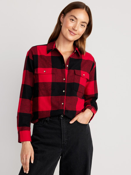 Loose Flannel Boyfriend Shirt for Women | Old Navy (US)