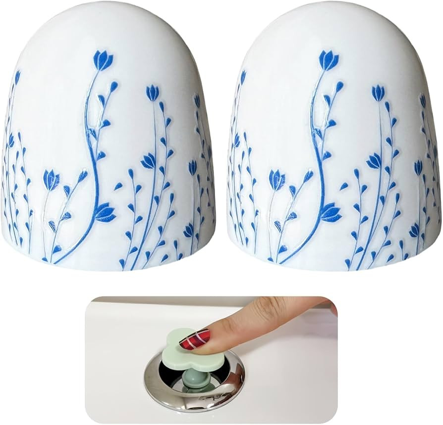 2Pcs Toilet Bolt Covers with Elegant Colorful Parttern,Nature Flower Plant Toilet Bowl Bolts Cove... | Amazon (US)
