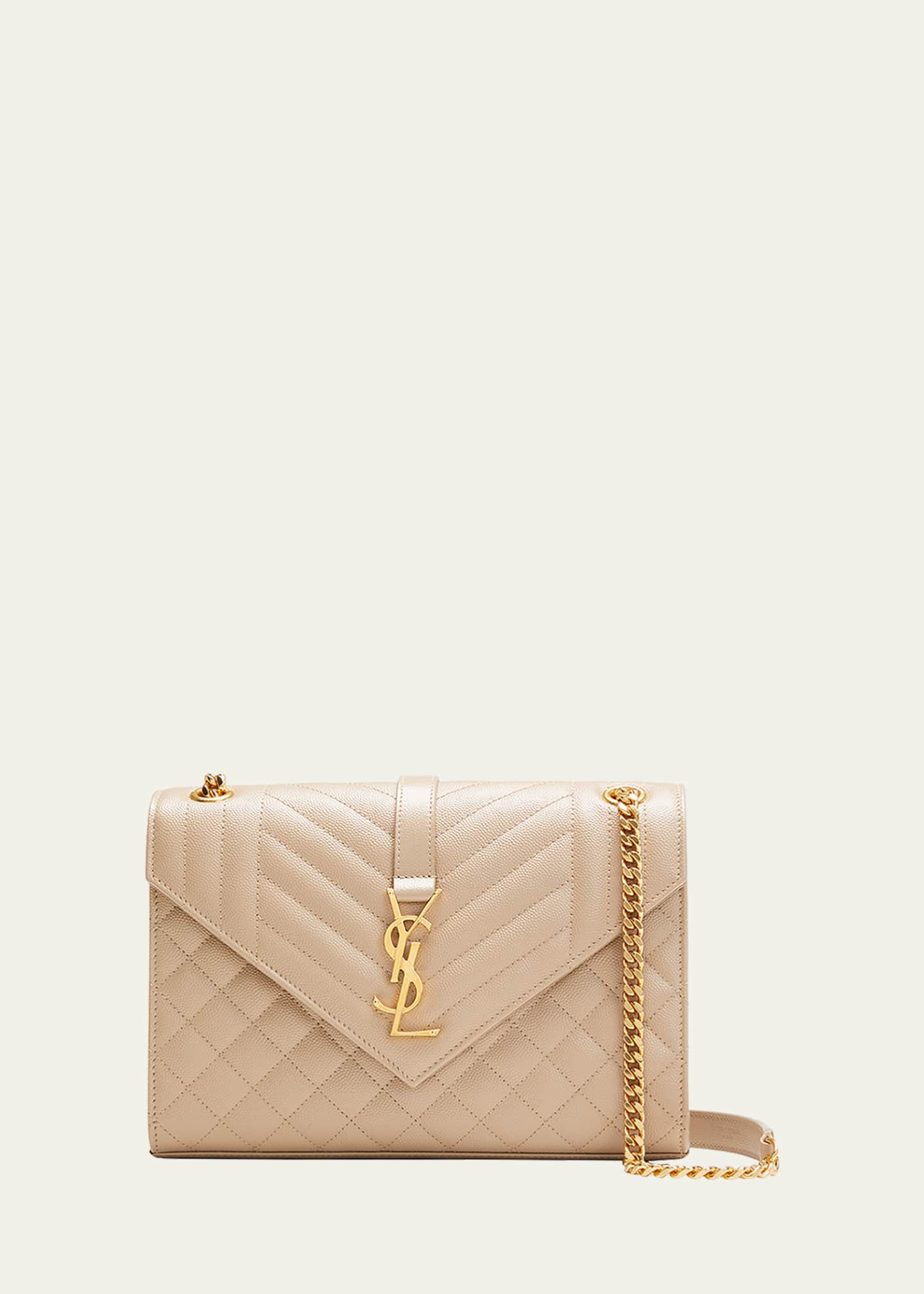 Saint Laurent Envelope Triquilt Medium YSL Shoulder Bag in Grained Leather | Bergdorf Goodman
