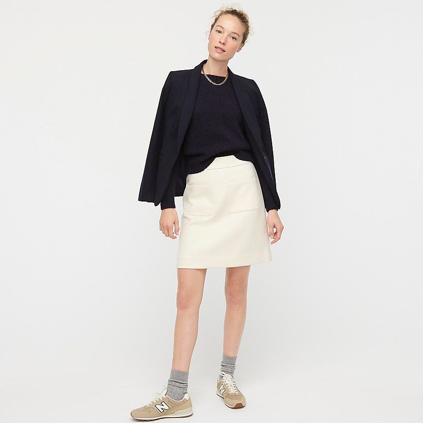 Patch pocket mini skirt in double-serge wool | J.Crew US