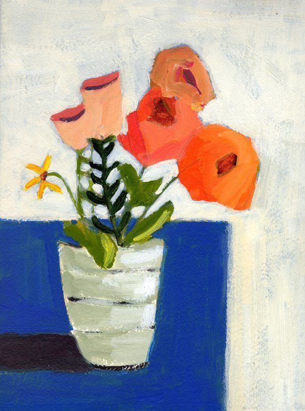 Floral on Blue Table | Artfully Walls