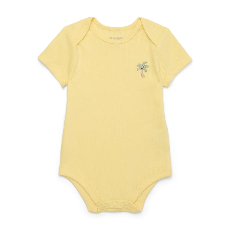 Garanimals Baby Boy Short Sleeve Ribed Bodysuit with Embroidery, Sizes 0-24 Months | Walmart (US)