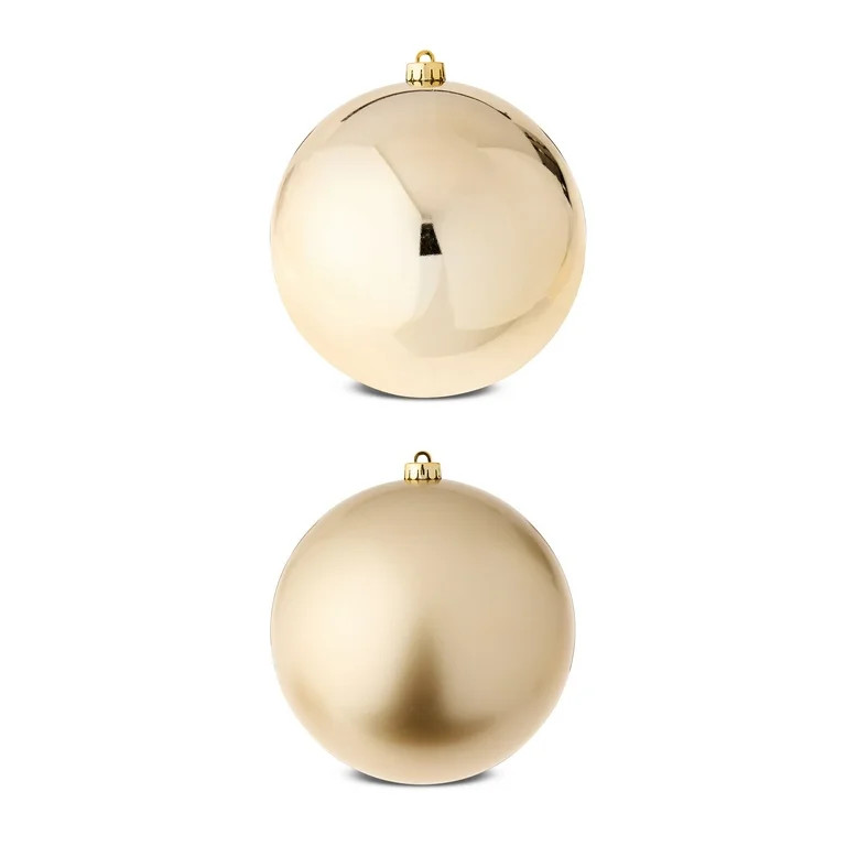 2-Count Champagne Gold Jumbo Shatterproof Christmas Ornaments, 7.8 in, by Holiday Time - Walmart.... | Walmart (US)