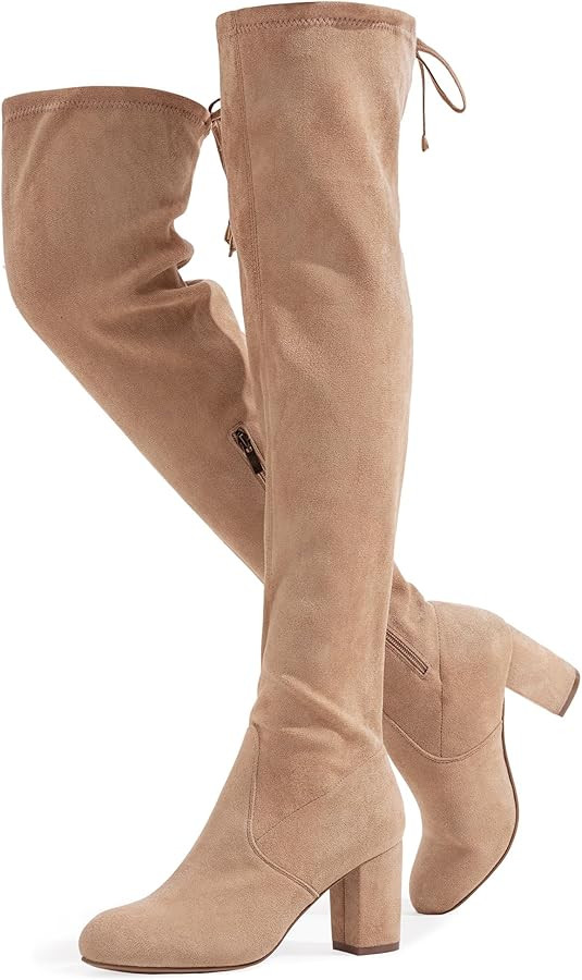 Vepose Women's Aria Thigh High Over The Knee Boots, Cute Suede Long Boots with High Heel and Inne... | Amazon (US)