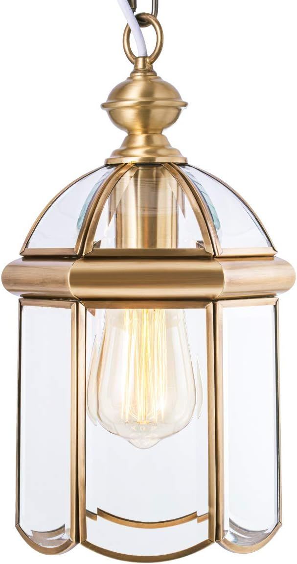 Outdoor Brass Hanging Light Fixtures, Waterproof Pendant Lighting Exterior Light Ceiling Porch Li... | Amazon (US)