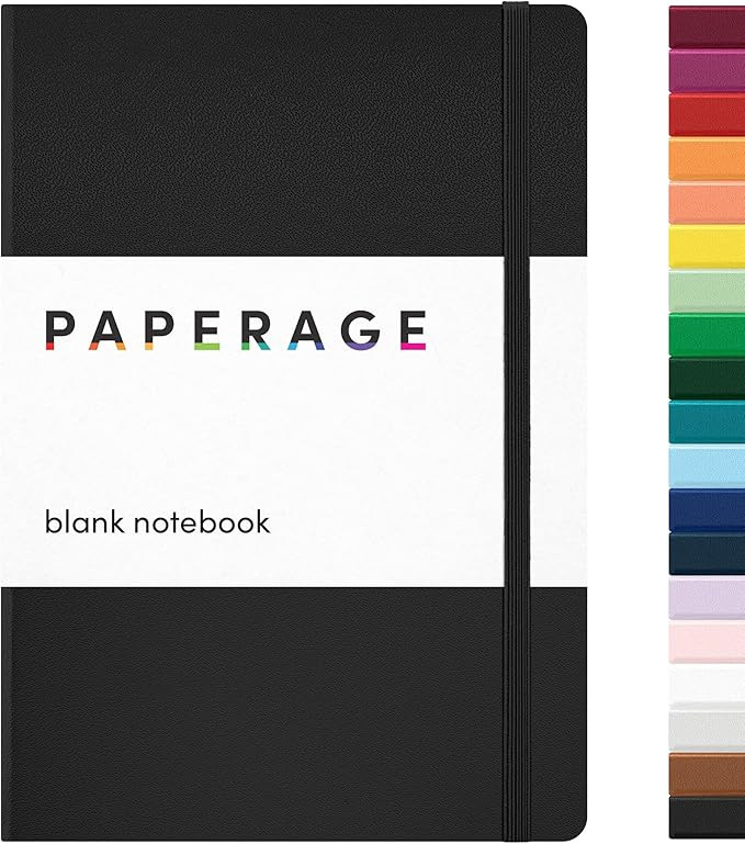 PAPERAGE Blank Journal Notebook, (Black), 160 Pages, Medium 5.6 in x 8 in - 100 GSM Thick Paper ... | Amazon (US)