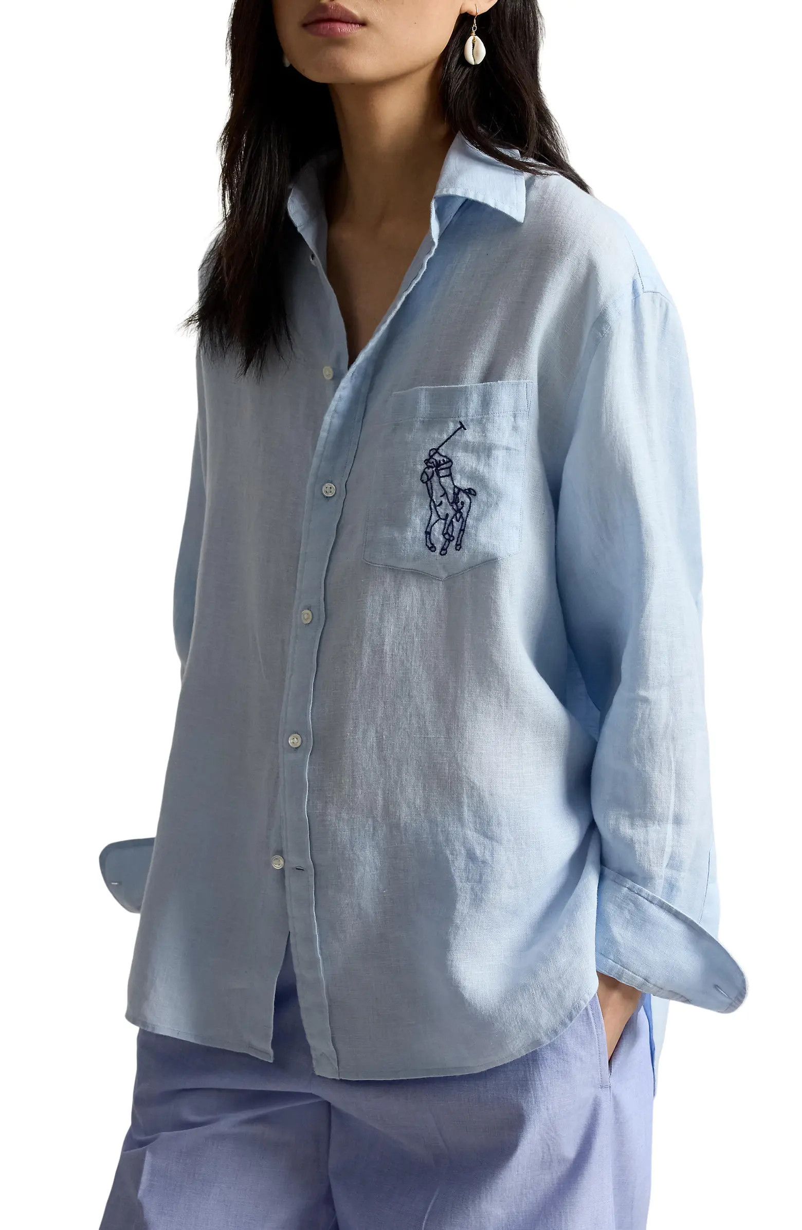 Big Pony Oversize Linen Shirt | Nordstrom