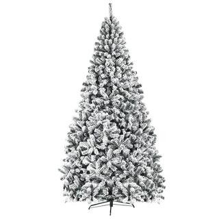 ANGELES HOME 9 ft. White Unlit Flocked PVC Artificial Christmas Tree with Metal Stand M22-8CM69 -... | The Home Depot
