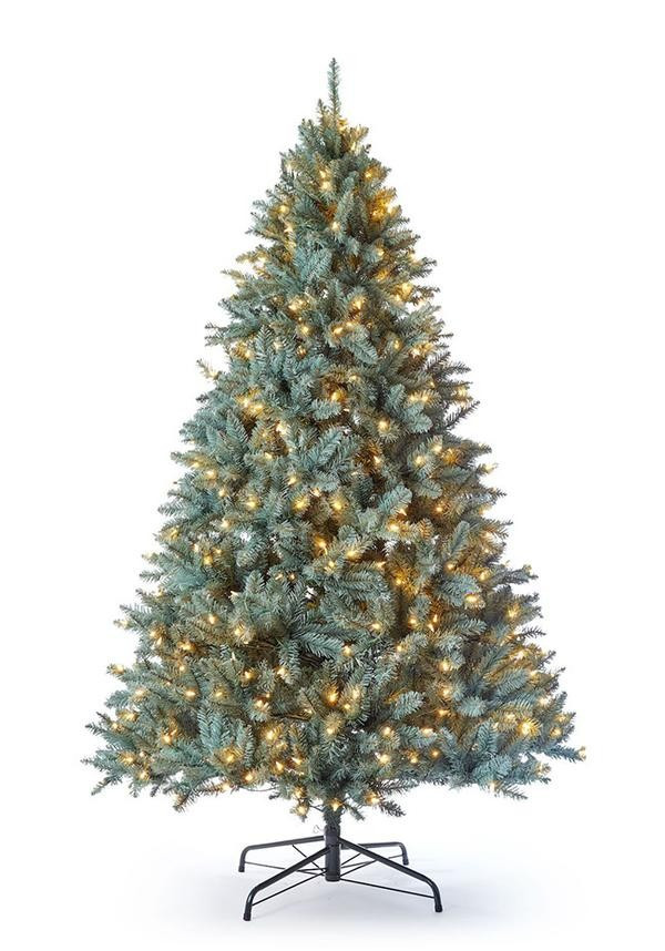 Home  /   Products  /   7' Tribece Spruce Blue Artificial Christmas Tree with 550 Warm White LED ... | King of Christmas