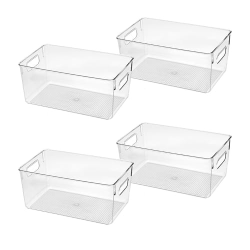 Clear Plastic Storage Bins, Pantry Organizers and Storage Containers Fridge Organizer Bins Kitchen Cabinet Organizer Medicine Cabinet Organizer Bin Home Freezer Organization 10 x 6 x 5 | Amazon (US)