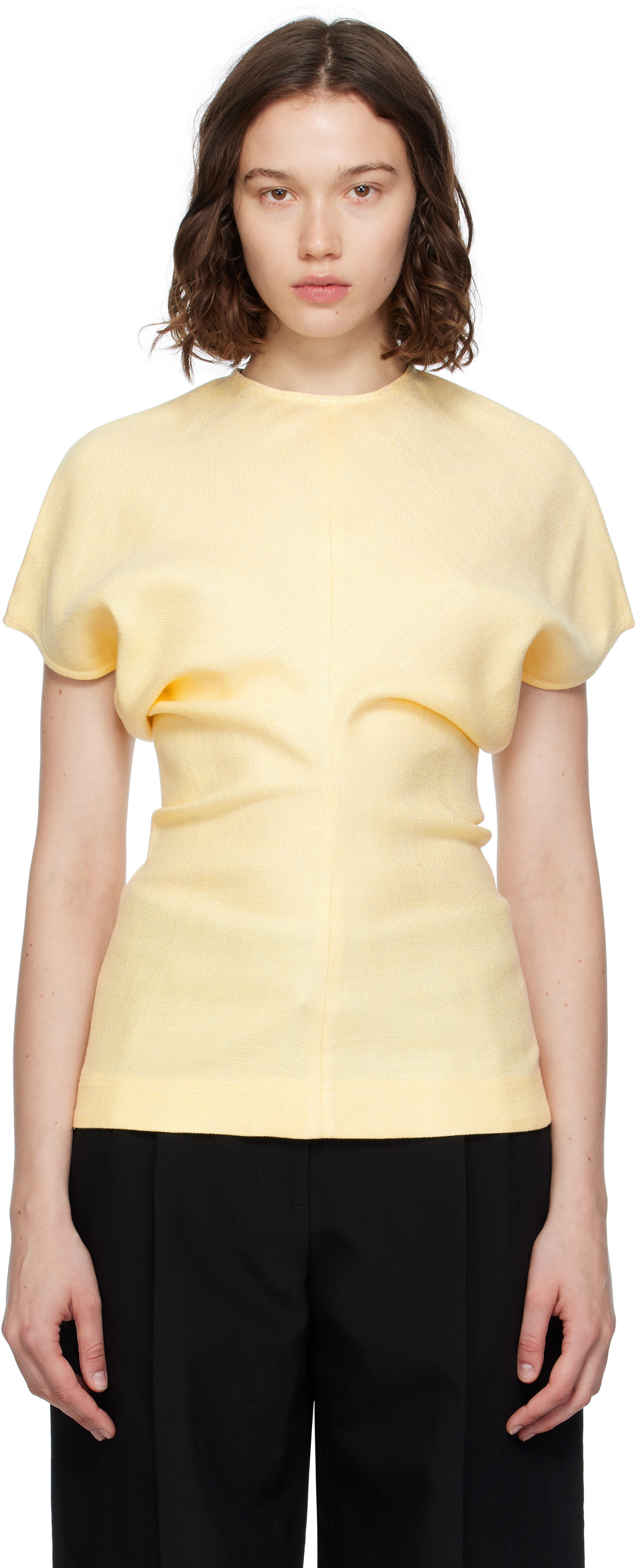 TOTEME Beige Slouch Waist Basketweave Top | SSENSE