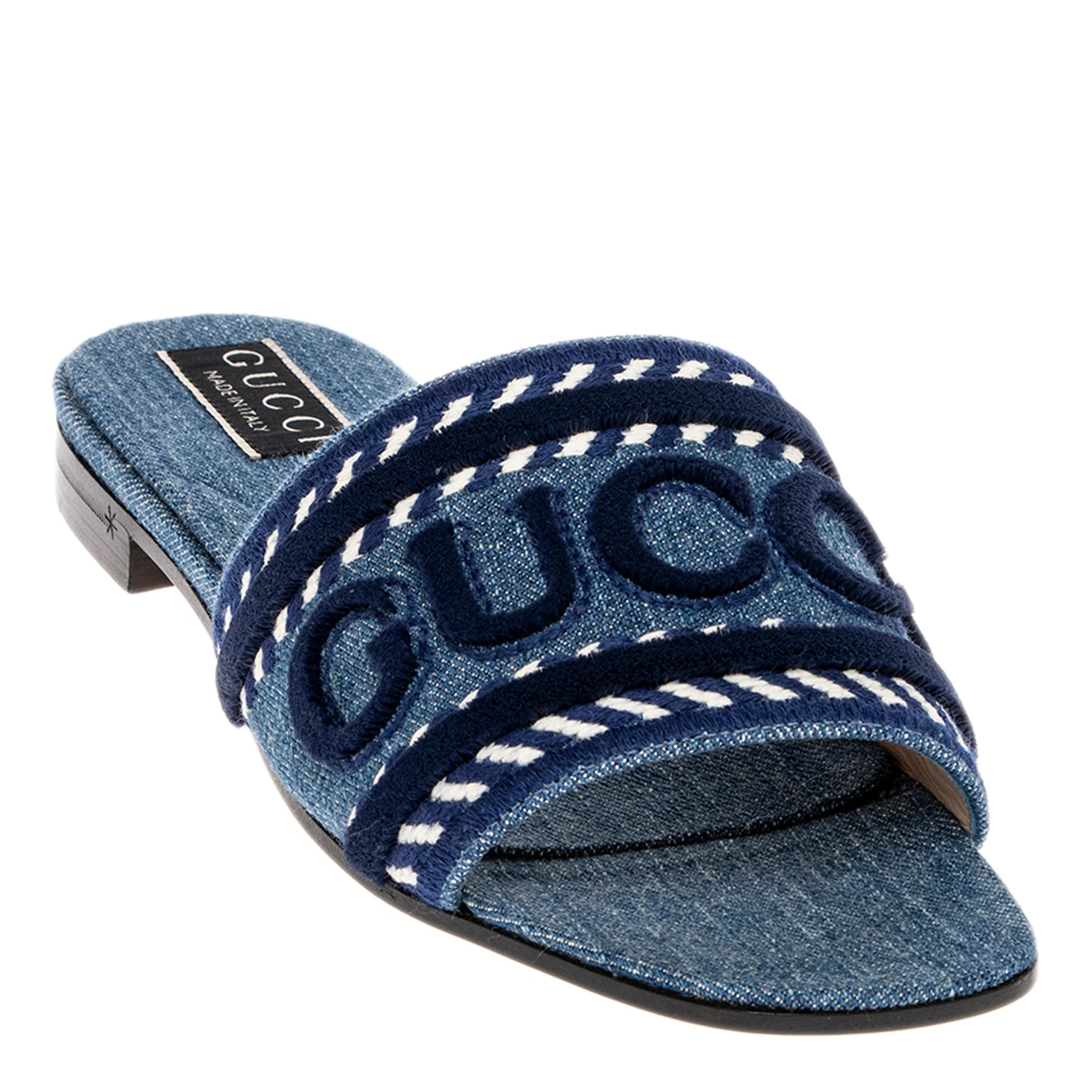 Gucci Jane Denim Slide Sandals | Overstock