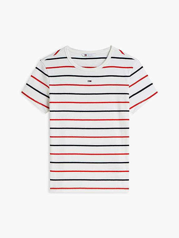 Geripptes Slim Fit Rundhals-T-Shirt | Tommy Hilfiger (DE)
