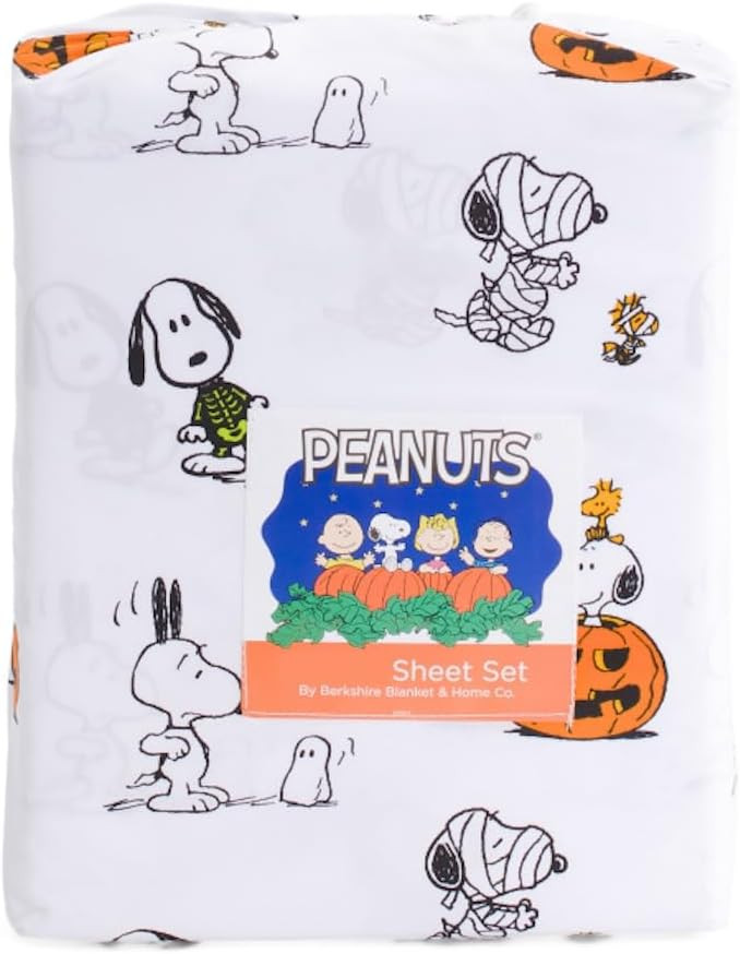 Berkshire Blanket & Home Co. Peanuts Halloween Fall Themed Sheet Sets (White - Mummies, Pumpkins,... | Amazon (US)