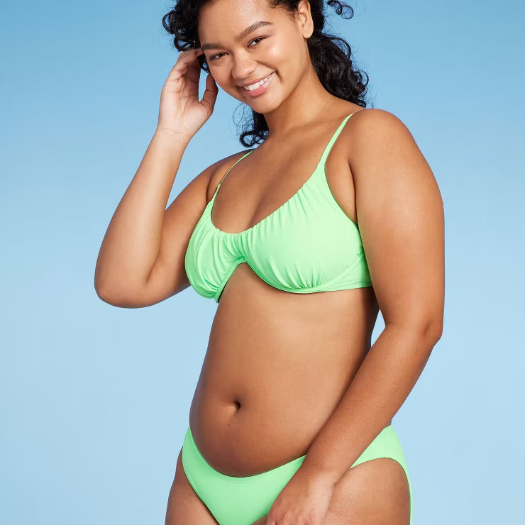 Women's Shirred Underwire Bikini Top - Wild Fable™ Light Green | Target