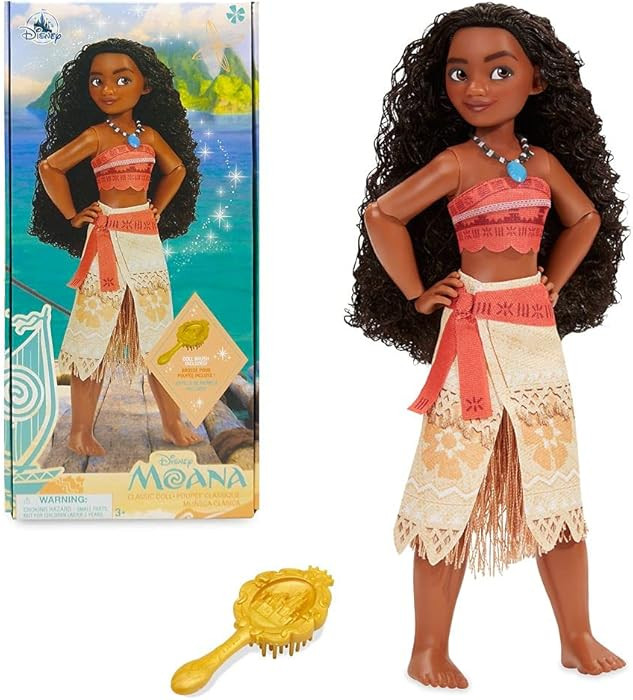 Disney Store Girl's Disney Princess Classic Doll (Moana), 11 Inches, Includes Brush with Molded D... | Amazon (US)