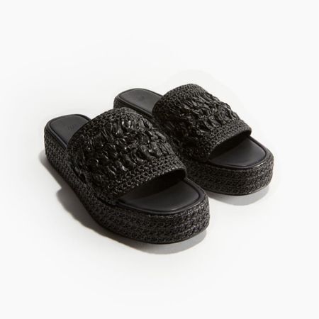 Platform raffia slide sandals - come in natural and black! 

#LTKshoecrush #LTKfindsunder50 #LTKstyletip