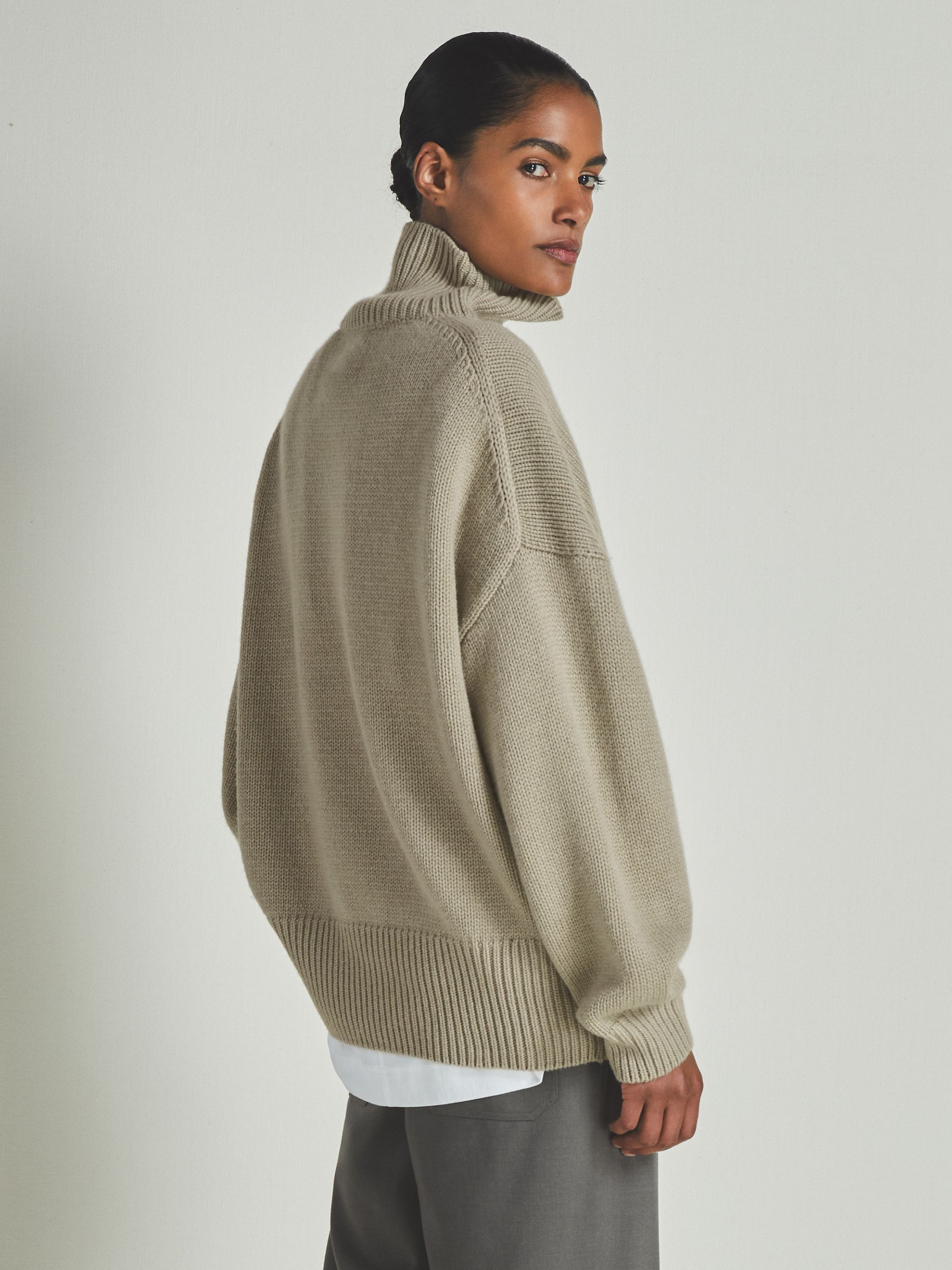 Reiss Reiss | Les 100 Ciels Wool and Cashmere Jumper in Khaki - REISS | Reiss UK