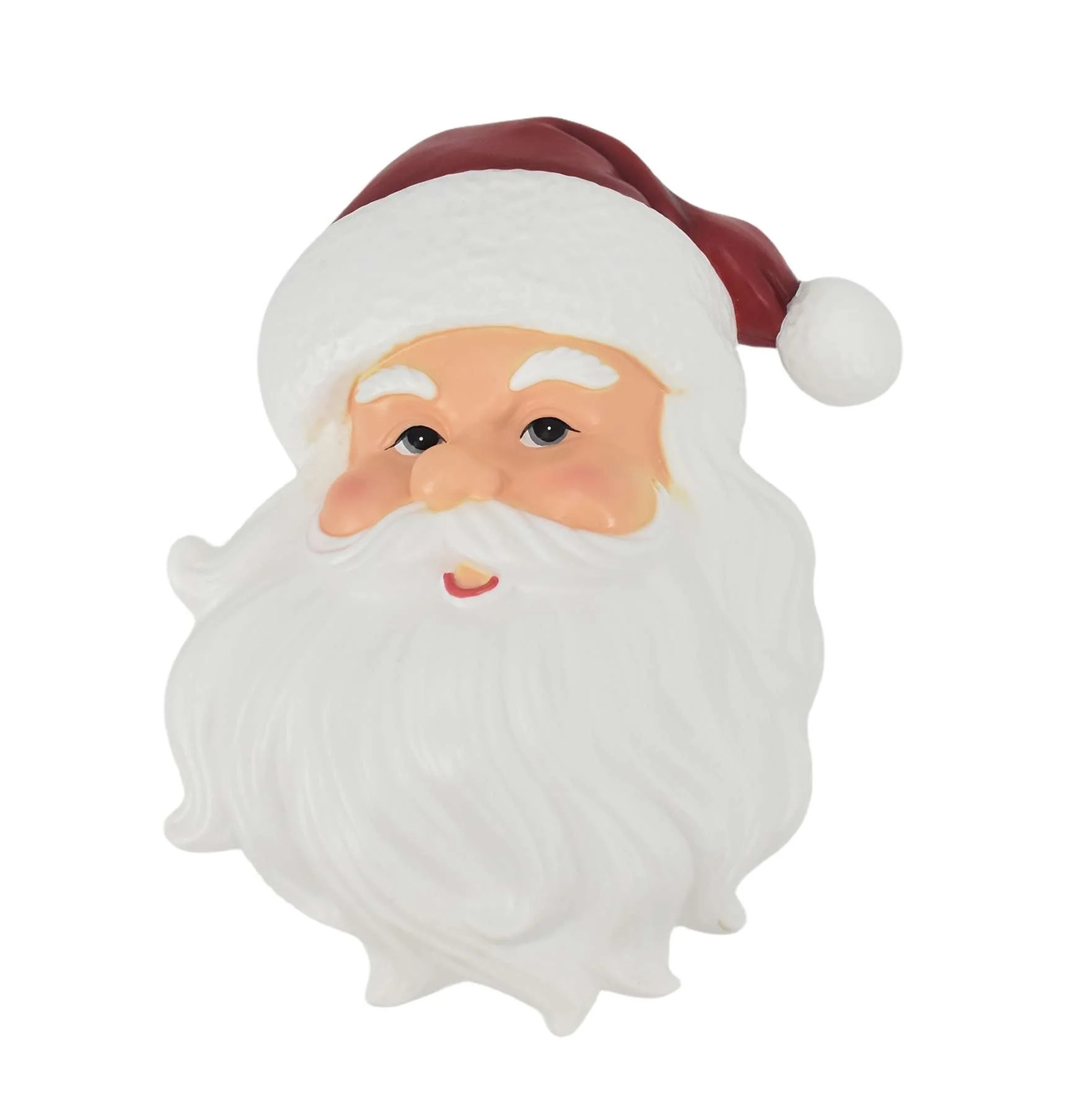 Red and White Plastic Light-up Santa Head Christmas Tree Topper, 13.25", by Holiday Time | Walmart (US)