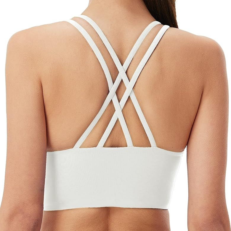 Attifall Low Impact Strappy Sports Bras for Women Longline Lightweight Criss Cross Back Yoga Runn... | Amazon (US)