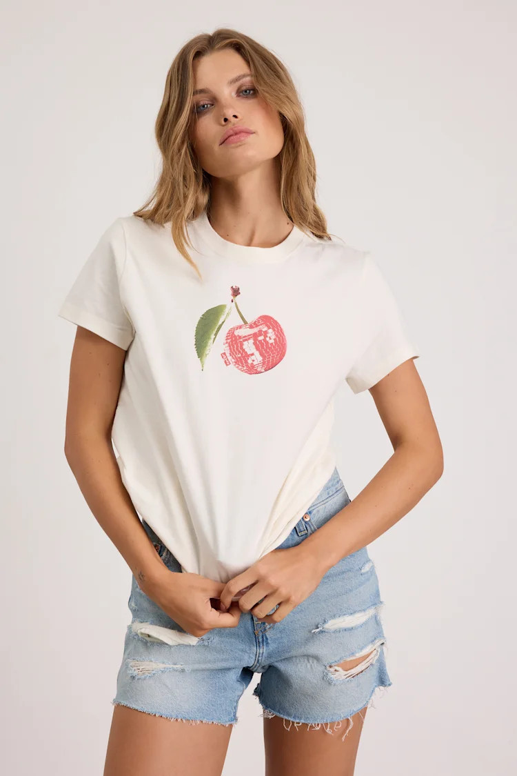 Graphic Favorite White Disco Cherry Tee | Lulus