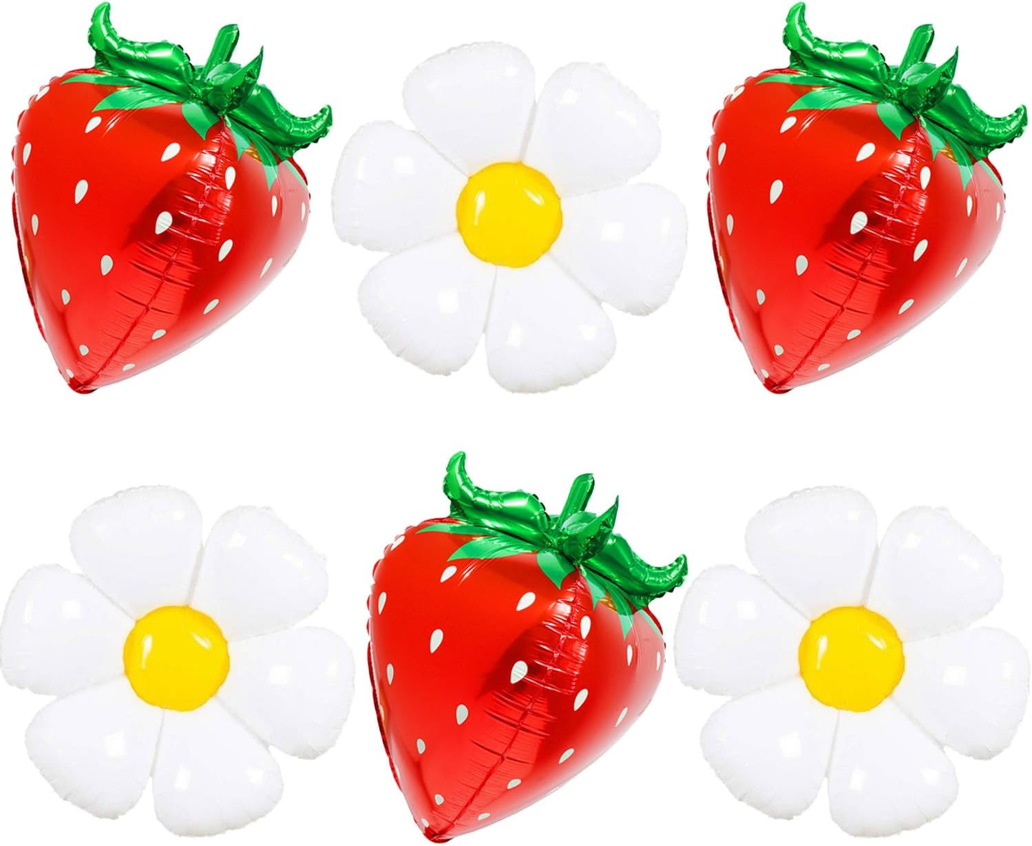 6pcs 29" 4D Strawberry Balloon 28" Flower Foil Balloon for Fruit Birthday Party Decorations Straw... | Amazon (US)