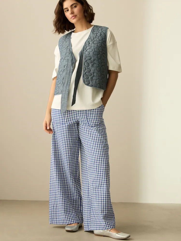 Blue Pull On Gingham Trousers | Next EU