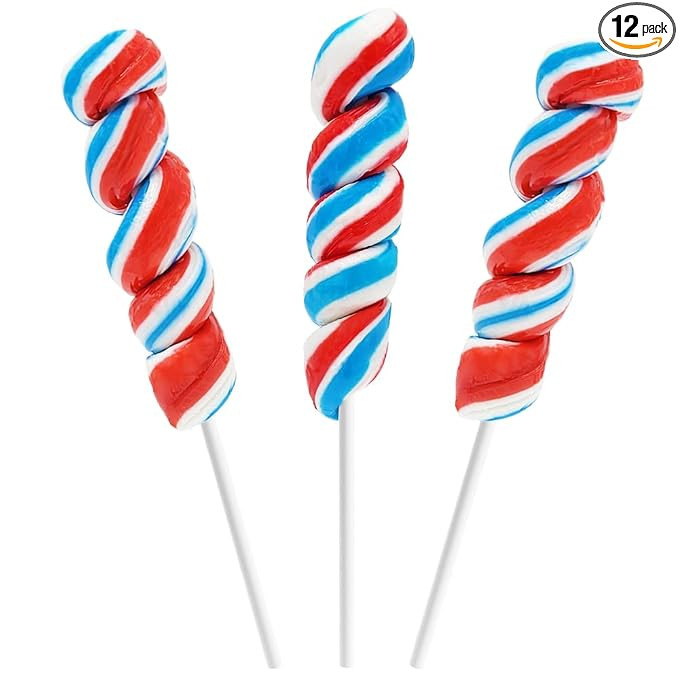 Fruidles Patriotic Twist Lollipop, USA Red, Blue, & White Mixed Fruit Flavor, Individually Wrappe... | Amazon (US)