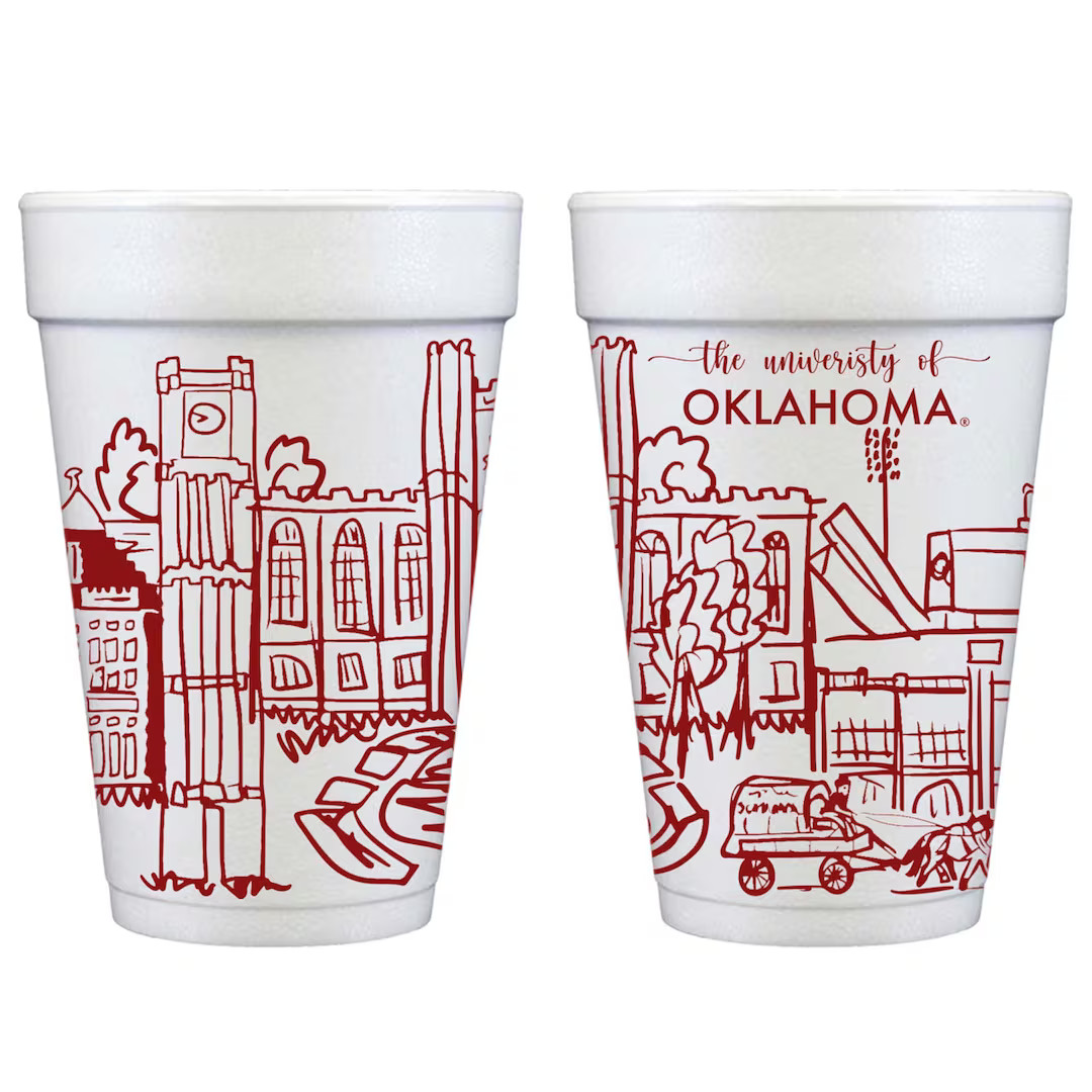 Foam Cup 10 Pack {university of Oklahoma Skyline-norman, Oklahoma} - Etsy | Etsy (US)