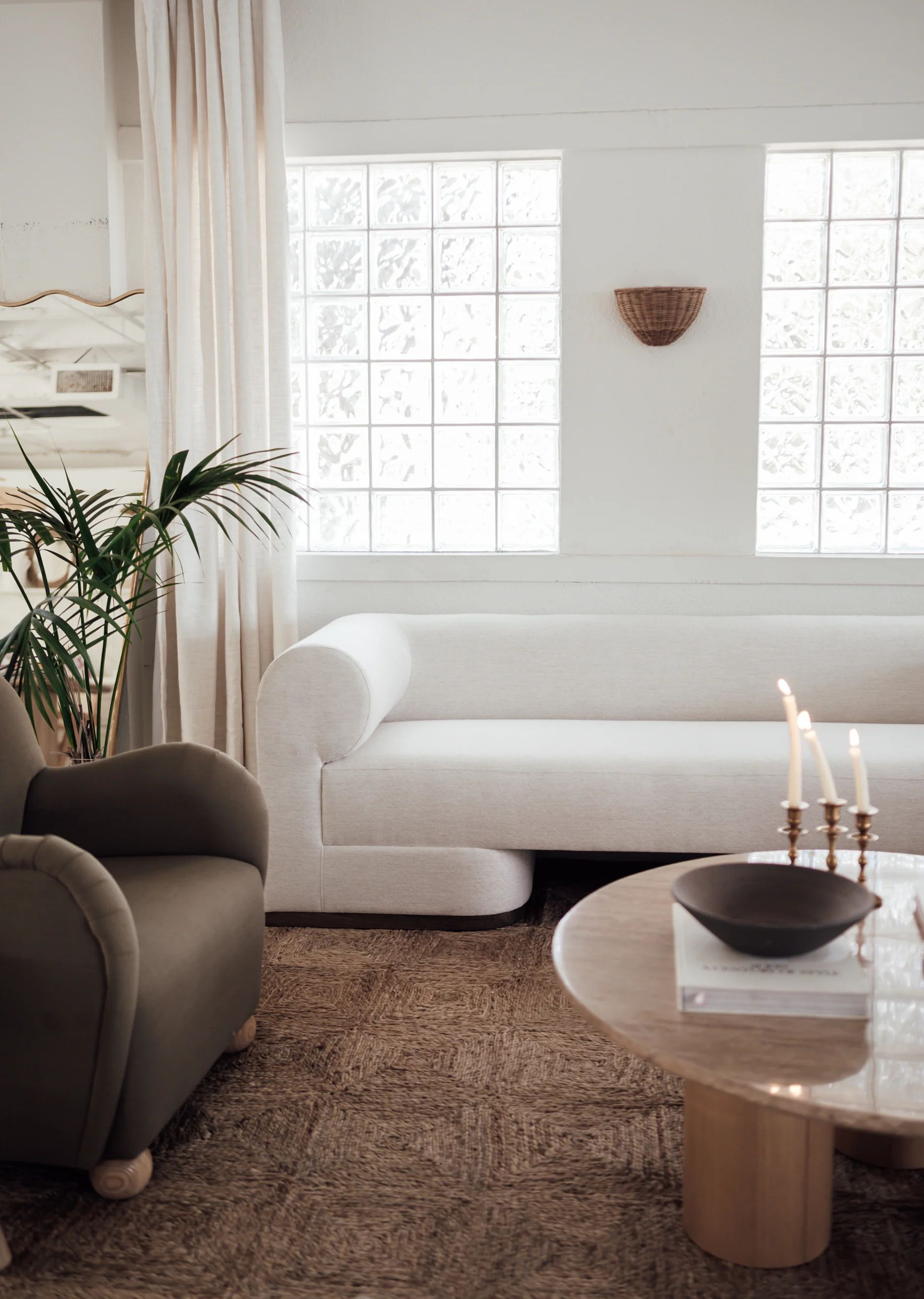 Modern French Oak Base & Ivory Sofa | Sweenshots Studios