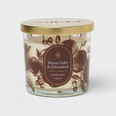 Warm Cider and Cinnamon Fall Jar Candle with Lid White and Gold 12oz- Threshold™ | Target